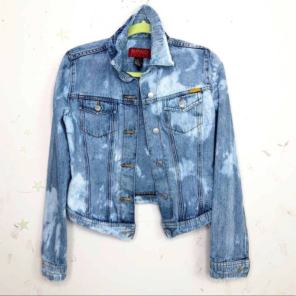 BUFFALO small David Bitton distressed bleach splash denim jacket
